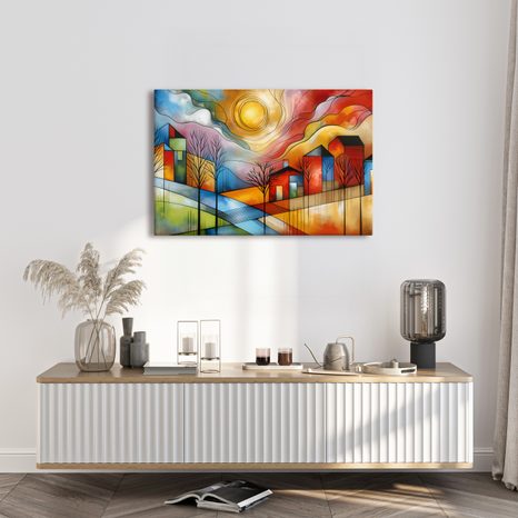 WANDBILD BUNTES DORF - BILDER VON STÄDTEN - BILDER