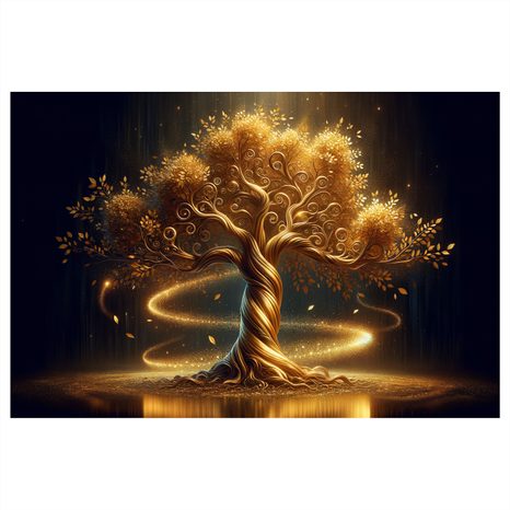 WANDBILD GOLDENER LEBENSBAUM IM GLANZ - BILDER BÄUME DES LEBENS - BILDER