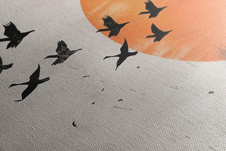 QUADRO SU TELA – JAPANDI LUNA ARANCIONE - JAPANDI QUADRI - STAMPE E QUADRI