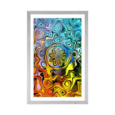 POSTER MIT PASSEPARTOUT KREATIVE BUNTE KUNST - ABSTRAKT UND GEMUSTERT - POSTER