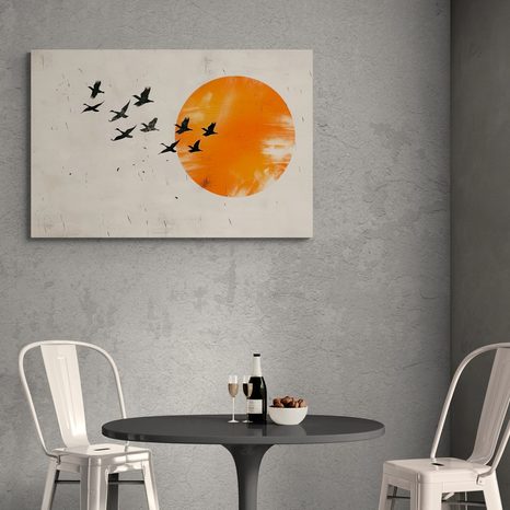 QUADRO SU TELA – JAPANDI LUNA ARANCIONE - JAPANDI QUADRI - STAMPE E QUADRI