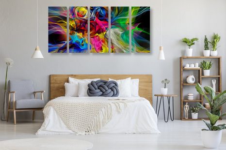5-DÍLNÝ OBRAZ ABSTRAKTNÍ BAREVNÝ CHAOS - ABSTRAKTNÍ OBRAZY - OBRAZY