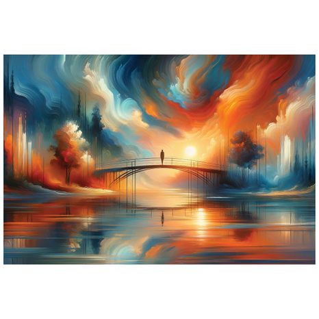 TAPETE BUNTER SONNENUNTERGANG ÜBER DER BRÜCKE - TAPETEN SONNENAUFGANG UND SONNENUNTERGANG - TAPETEN