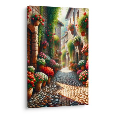 OBRAZ KAMENNÁ ULICE V KVĚTECH - OBRAZY MĚSTA - OBRAZY