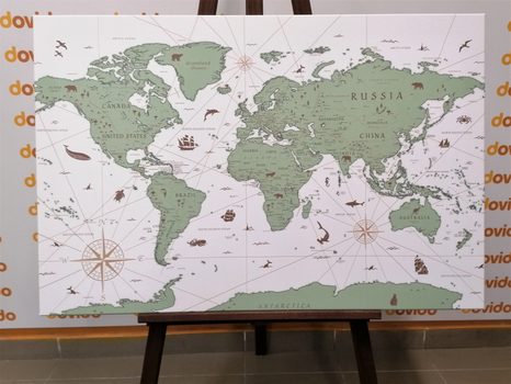 QUADRO SU TELA – MAPPA IN TONALITÀ VERDE - QUADRI MAPPE - STAMPE E QUADRI