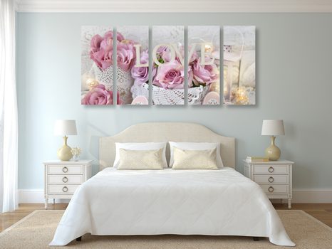 5-DÍLNÝ OBRAZ ROMANTICKÁ DEKORACE VE VINTAGE STYLU - VINTAGE A RETRO OBRAZY - OBRAZY