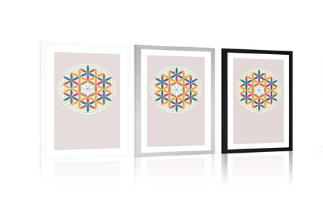 POSTER CU PASSEPARTOUT MANDALA COLORATĂ - MOTIVE DIN ATELIERUL NOSTRU - POSTERE