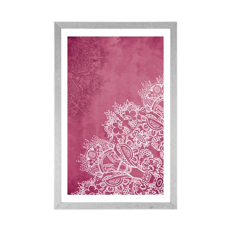 POSTER WITH MOUNT ELEMENTS OF A FLORAL MANDALA - FENG SHUI - POSTERS