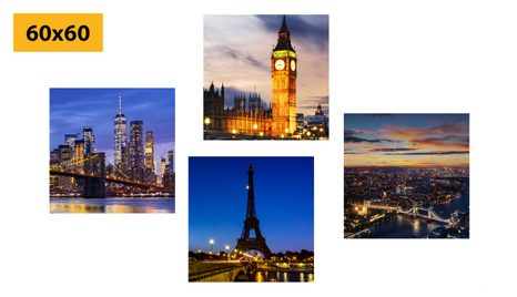 SET OBRAZOV NOČNÉ MESTÁ - ZOSTAVY OBRAZOV - OBRAZY
