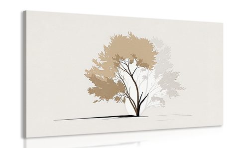 CANVAS PRINT MINIMALISTIC TREE WITH LEAVES - PICTURES OF TREES AND LEAVES - PICTURES