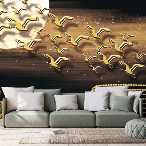 SELF ADHESIVE WALLPAPER BIRD FLIGHT DURING THE FULL MOON - SELF-ADHESIVE WALLPAPERS - WALLPAPERS