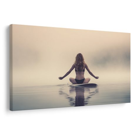 QUADRO SU TELA – MEDITAZIONE NELLA NEBBIA - QUADRI DI DONNE - STAMPE E QUADRI