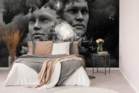 CARTA DA PARATI – MENTE VIRTUALE IN BIANCO E NERO - CARTA DA PARATI BIANCO E NERO - CARTA DA PARATI