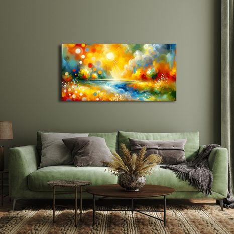 WANDBILD BLAUE WELLEN ZWISCHEN WIESEN - BILDER VON NATUR UND LANDSCHAFT - BILDER