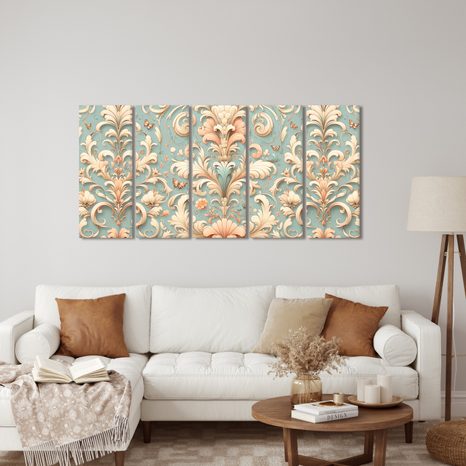 5-DÍLNÝ OBRAZ VINTAGE ORNAMENTY - OBRAZY ABSTRAKTNÍ TVARY - OBRAZY