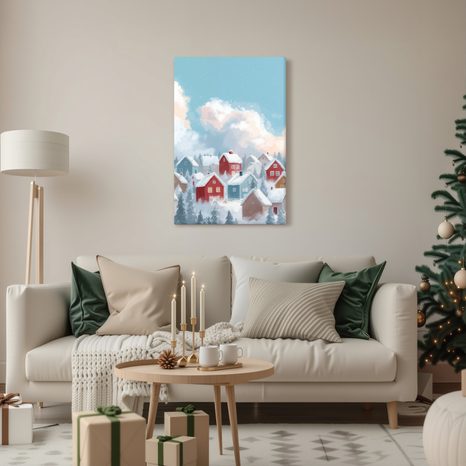 OBRAZ ZASNĚŽENÁ VESNIČKA - VÁNOČNÍ A ZIMNÍ OBRAZY - OBRAZY