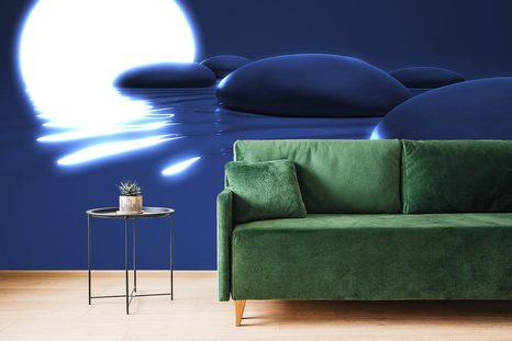 CARTA DA PARATI – PIETRE ZEN E LUNA PIENA - CARTA DA PARATI FENG SHUI - CARTA DA PARATI