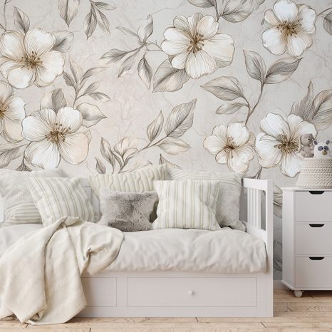 TAPET FLORI VINTAGE ÎN TONURI DELICATE - TAPET FLORI - TAPETURI