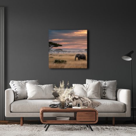 WANDBILD AFRIKANISCHE LANDSCHAFT MIT AKAZIE - BILDER VON ELEFANTEN - BILDER