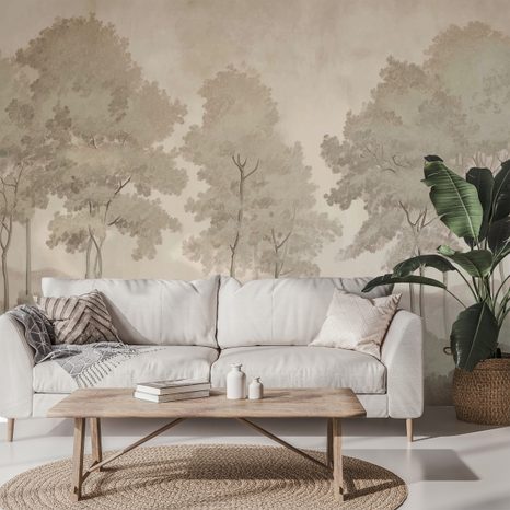 TAPET AUTOADEZIV ACUARELĂ DELICATĂ DE PĂDURE - TAPET PĂDURE - TAPETURI