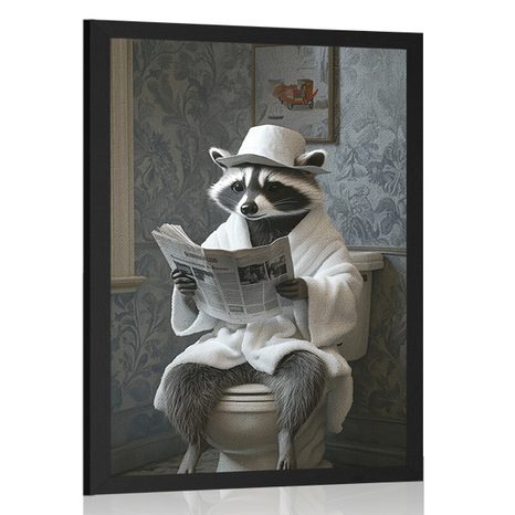 POSTER RATON CU ZIAR PE TOALETĂ - ANIMALE - POSTERE