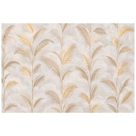 ZELFKLEVEND FOTOBEHANG GOUDEN PALMBLADEREN OP BEIGE - FOTOBEHANG BLADEREN - FOTOBEHANG