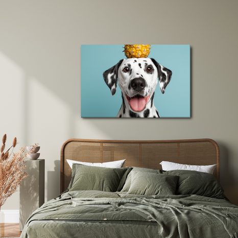 WANDBILD DALMATINER MIT ANANAS AUF DEM KOPF - BILDER VON HUNDEN - BILDER