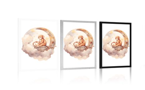 PLAKÁT ZASNĚNÁ OPICE - ZASNĚNÁ ZVÍŘÁTKA - PLAKÁTY