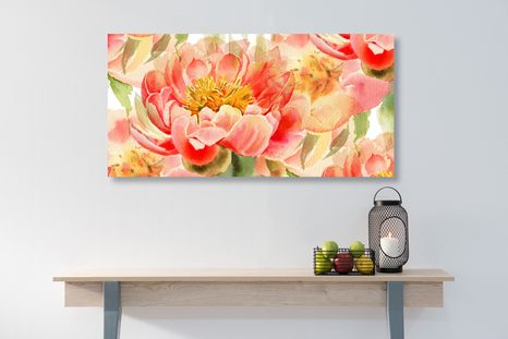 TABLEAU SUR TOILE – PIVOINES ROUGES - TABLEAUX DE FLEURS - TABLEAUX