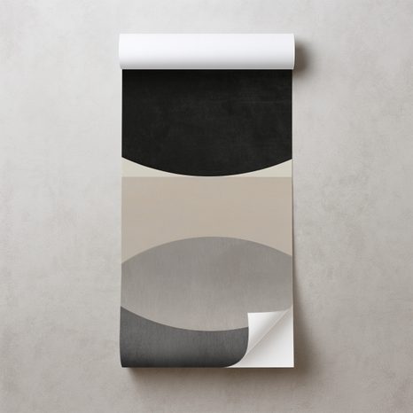 SAMOLEPIACA TAPETA ČIERNOBIELE GEOMETRICKÉ POLKRUHY - ABSTRAKTNÉ TAPETY - TAPETY