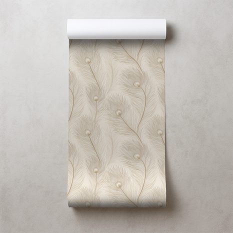 FOTOTAPETA BÉŽOVÁ ELEGANCE S PTAČÍMI PERY - VZOROVANÉ TAPETY - TAPETY