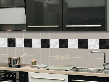 NÁLEPKY NA OBKLÁDAČKY BÍLO-ČERNÝ MRAMOR - NÁLEPKY NA OBKLÁDAČKY - NÁLEPKY