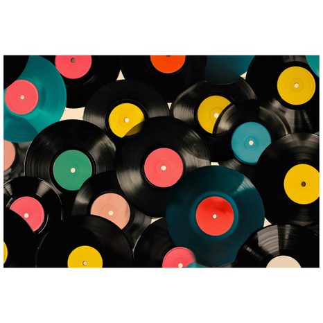 TAPETE BUNTE RETRO-VINYLPLATTEN - MUSIK FOTOTAPETEN - TAPETEN