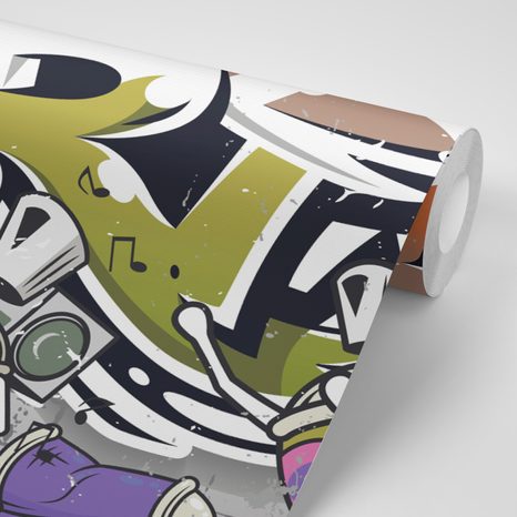 SAMOLJEPLJIVA TAPETA NARANČASTI STREET ART NATPIS SA SPREJEVIMA - SAMOLJEPLJIVE TAPETE - TAPETE