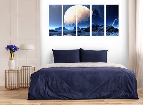 5-DÍLNÝ OBRAZ FANTASY KRAJINA - OBRAZY VESMÍRU A HVĚZD - OBRAZY