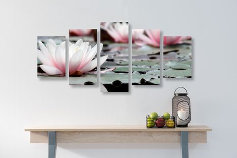 5-DÍLNÝ OBRAZ LOTOSOVÝ KVĚT - OBRAZY KVĚTŮ - OBRAZY