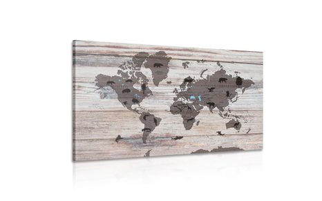 OBRAZ MAPA NA DREVENOM PODKLADE - OBRAZY MAPY - OBRAZY