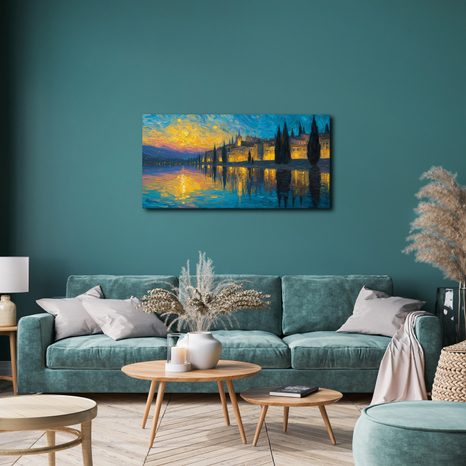 WANDBILD ABENDLICHE STADTLICHTER - BILDER VON STÄDTEN - BILDER