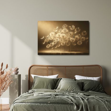 WANDBILD PUSTEBLUMEN IM GOLDENEN LICHT - BILDER LÖWENZAHN - BILDER