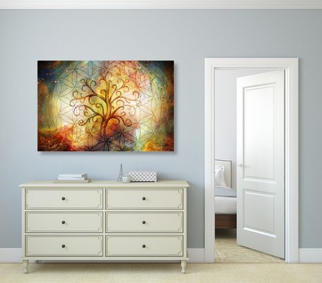 CANVAS PRINT TREE WITH FLOWER OF LIFE - OBRAZY STROMY ŽIVOTA - PICTURES