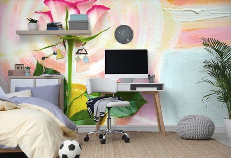 FOTOTAPETA RŮŽE NA MALÍŘSKÉM PLÁTNĚ - TAPETY KVĚTINY - TAPETY