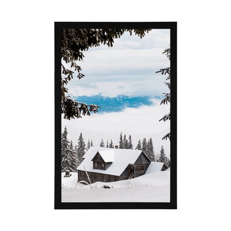 POSTER – CASETTA DI LEGNO TRA I PINI INNEVATI - NATURA - POSTER