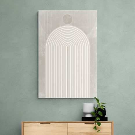 KÉP MODERN BÉZS SZIVÁRVÁNY MID-CENTURY - ABSZTRAKT KÉPEK - KÉPEK