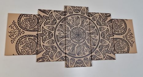 5-DÍLNÝ OBRAZ MANDALA S ABSTRAKTNÍM PŘÍRODNÍM VZOREM - OBRAZY FENG SHUI - OBRAZY