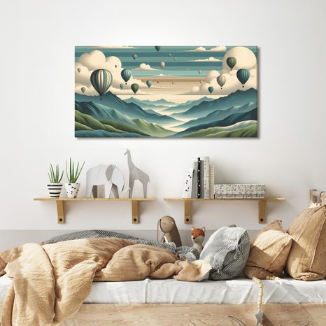 QUADRO SU TELA – VOLO IN MONGOLFIERA SOPRA LE CIME - QUADRI DI NATURA E PAESAGGIO - STAMPE E QUADRI