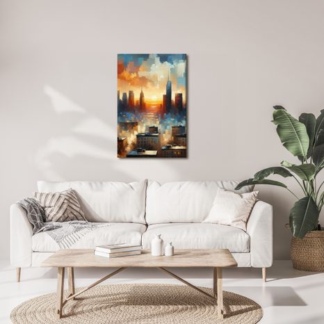 OBRAZ ZÁPAD SLUNCE NAD MĚSTEM - OBRAZY MĚSTA - OBRAZY