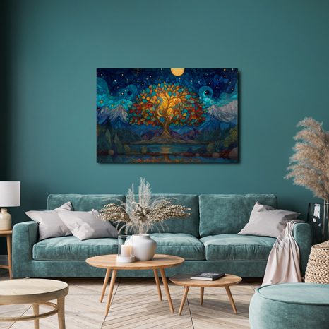 WANDBILD BAUM DES LEBENS UNTER STERNEN - BILDER BÄUME DES LEBENS - BILDER