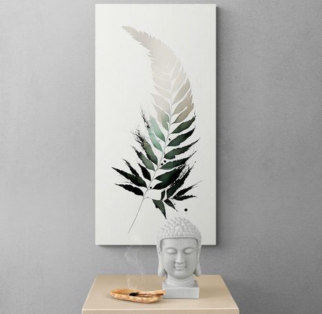 QUADRO SU TELA – FOGLIA DI FELCE CON UN TOCCO DI MINIMALISMO - QUADRI ALBERI E FOGLIE - STAMPE E QUADRI