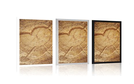 POSTER AUSGESCHNITTENES HERZ AUF DEM BAUMSTUMPF - NATUR - POSTER