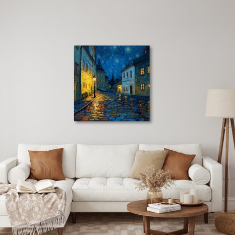 OBRAZ ZÁŘIVÁ LAMPY NOC - OBRAZY MĚSTA - OBRAZY